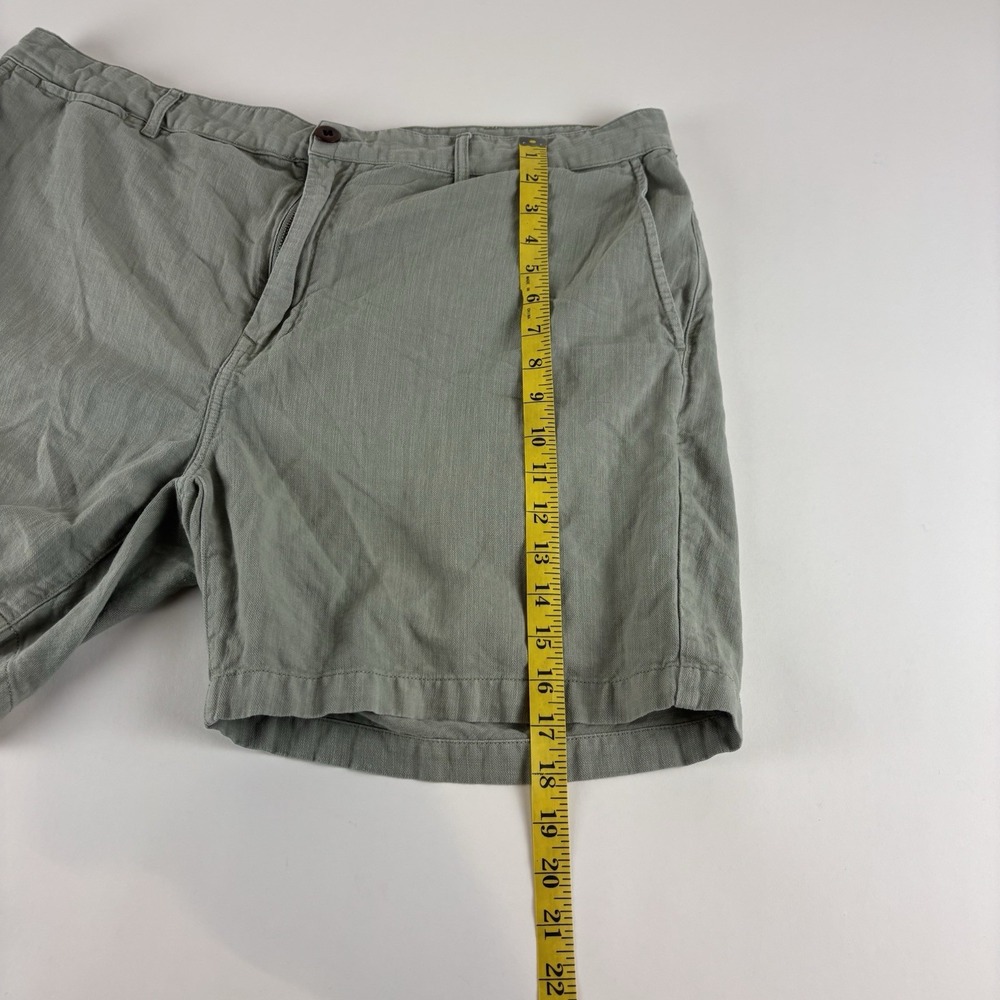 Flint & Tinder Mens Light Olive Green‎ Lightweight Linen Cotton Shorts Size 40 - Picture 8 of 9